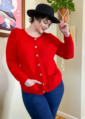 Vintage Bright Red Cardigan - L/XL