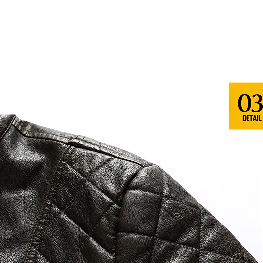 Warm PU Leather Jacket For Men / Motorcycle Jacket With Stand Collar