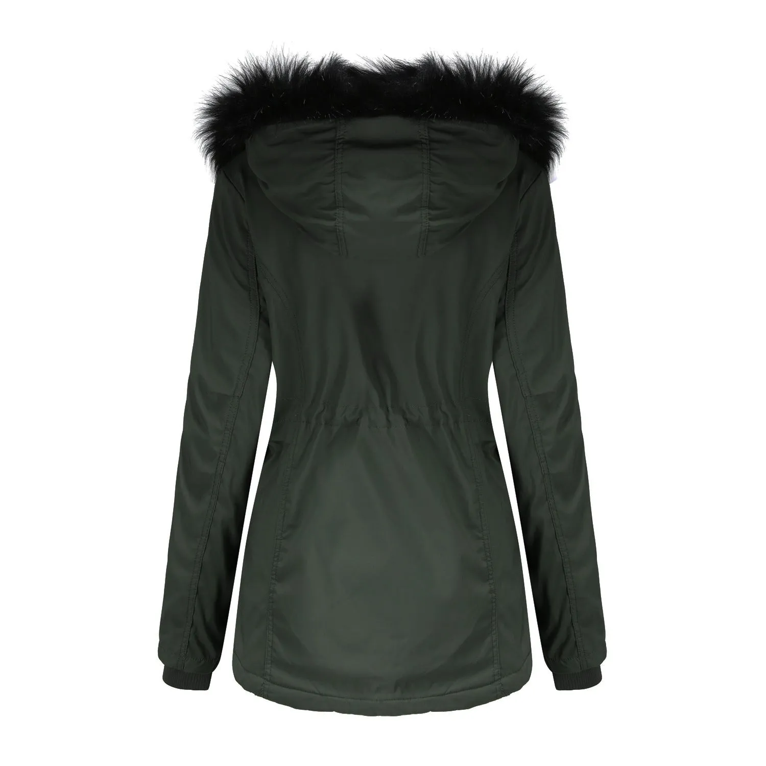 Woman's Detachable Hood Fur Collar Plus Fleece Jacket