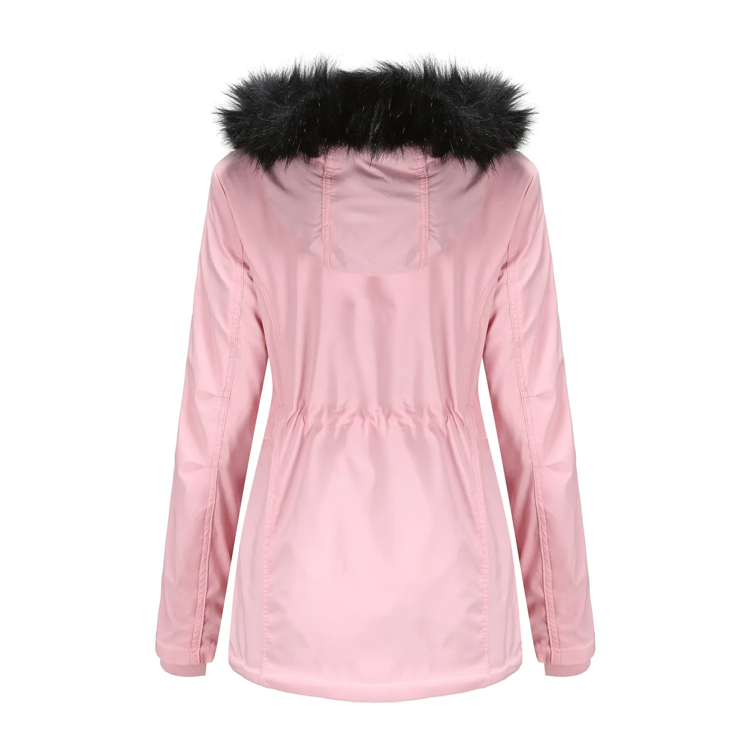 Woman's Detachable Hood Fur Collar Plus Fleece Jacket