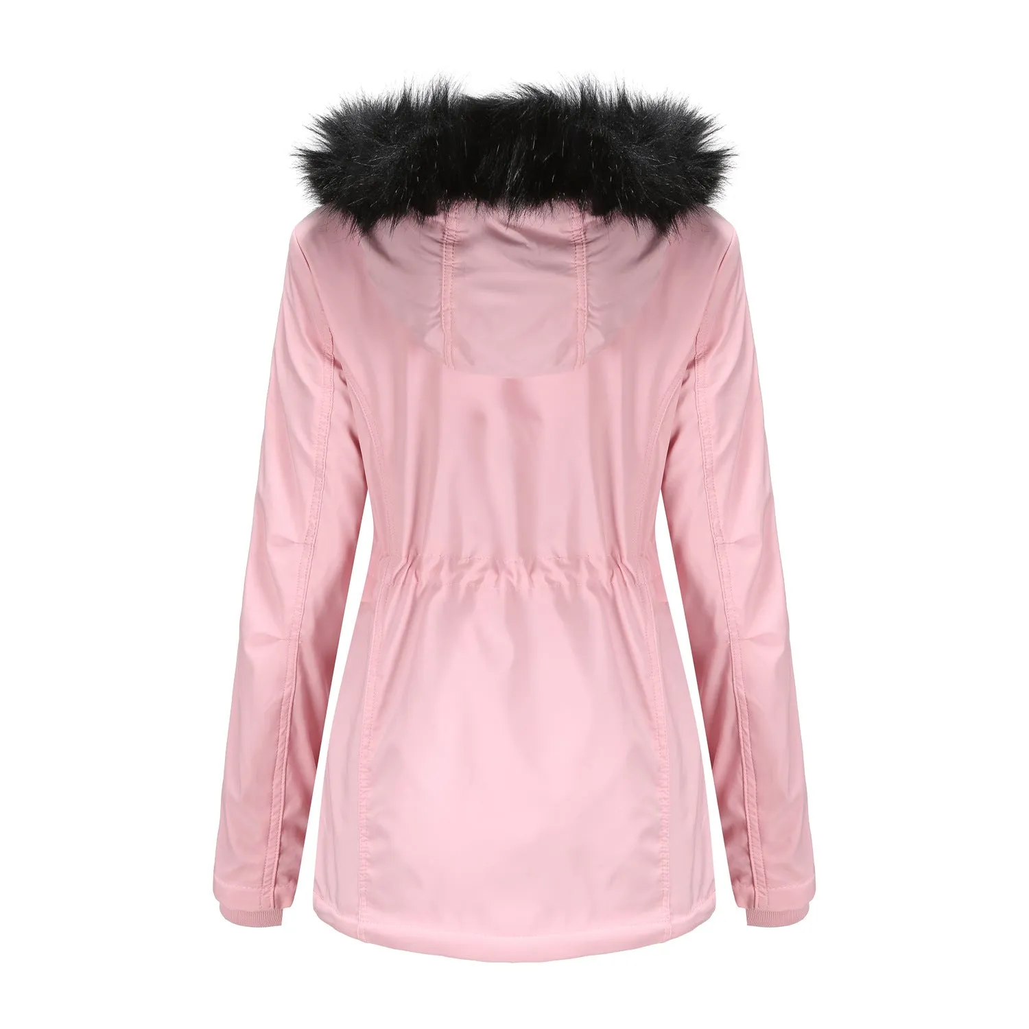 Woman's Detachable Hood Fur Collar Plus Fleece Jacket