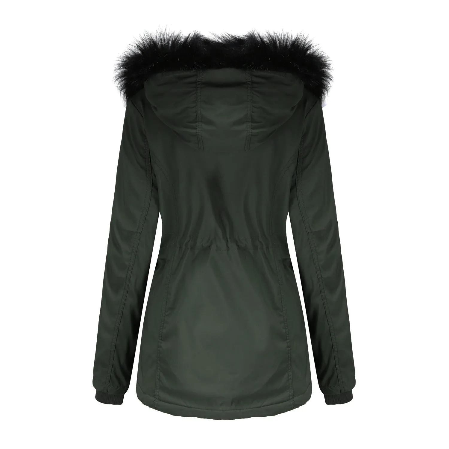 Woman's Detachable Hood Fur Collar Plus Fleece Jacket
