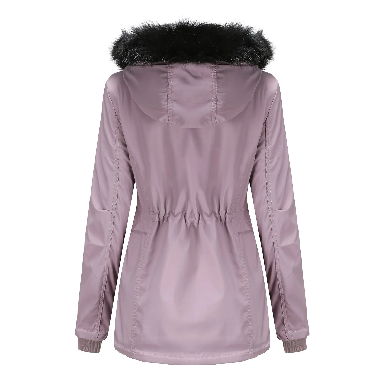 Woman's Detachable Hood Fur Collar Plus Fleece Jacket