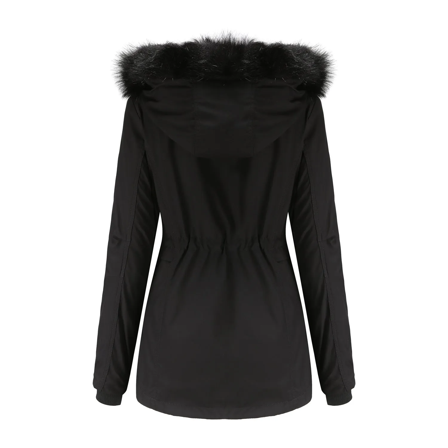Woman's Detachable Hood Fur Collar Plus Fleece Jacket